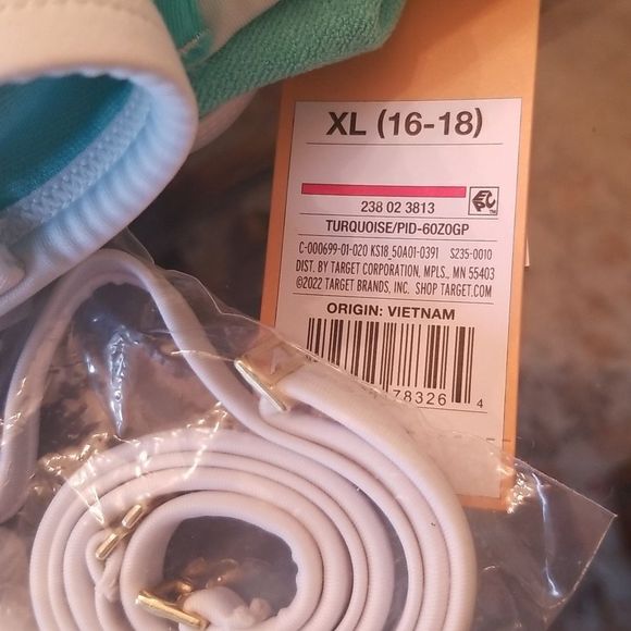 Kono Sol Terry Cloth Turquoise/White Bikini Swim Set, Removable Straps NWT XL - Picture 9 of 9